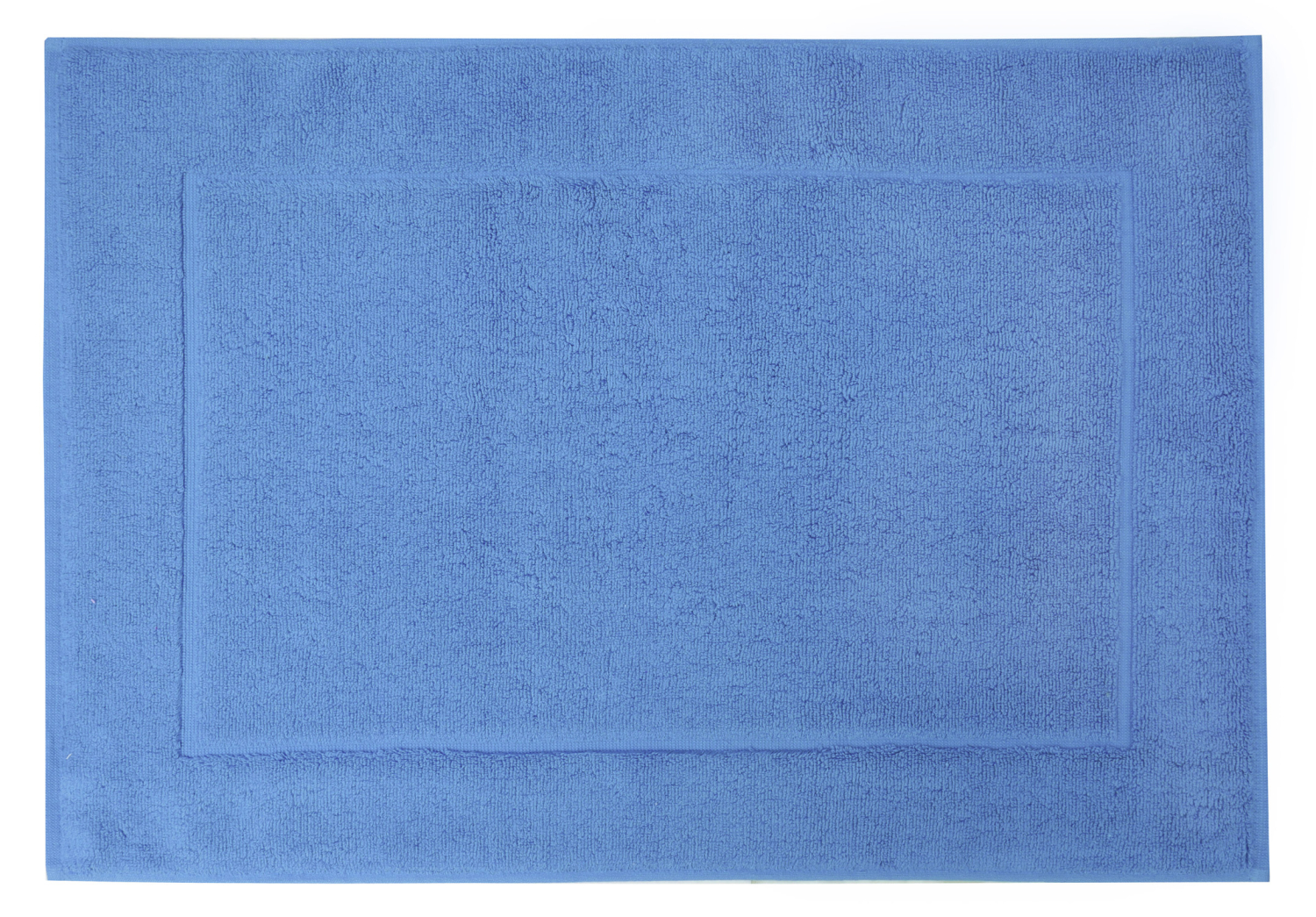 Framsohn Badematte Badvorleger Badeteppich dick schwer geeignet für Fußbodenheizung 100% Baumwolle Farbe blau azur mittelblau