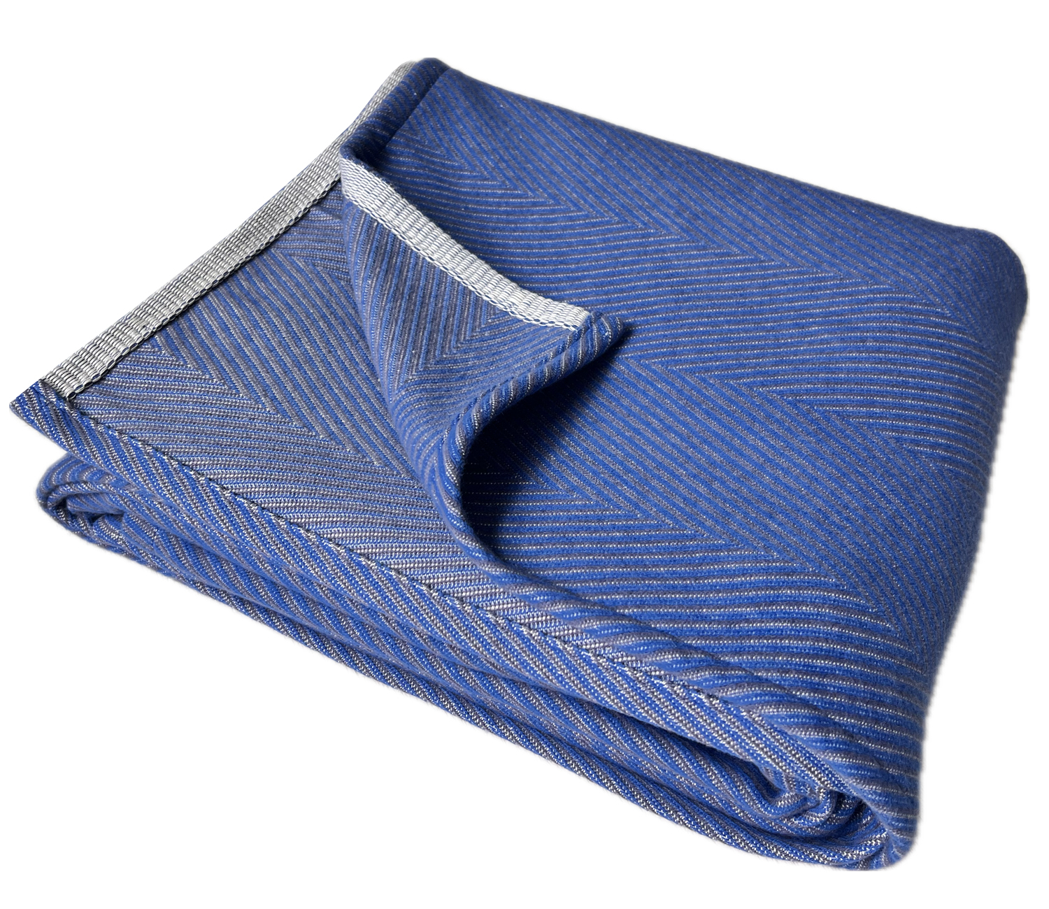 Fischgrät Wohndecke - 006 blau