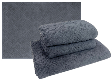 Mosaik Frottier-Set 4-teilig - Farbe: 180 Dunkelgrau