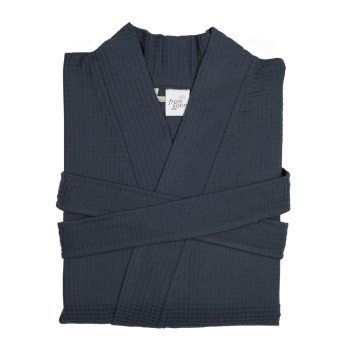 Preview: Unisex Waffelpique Bademantel - 180 Dunkelgrau