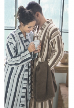 Unisex Premium bathrobe with stripes - 009 grey