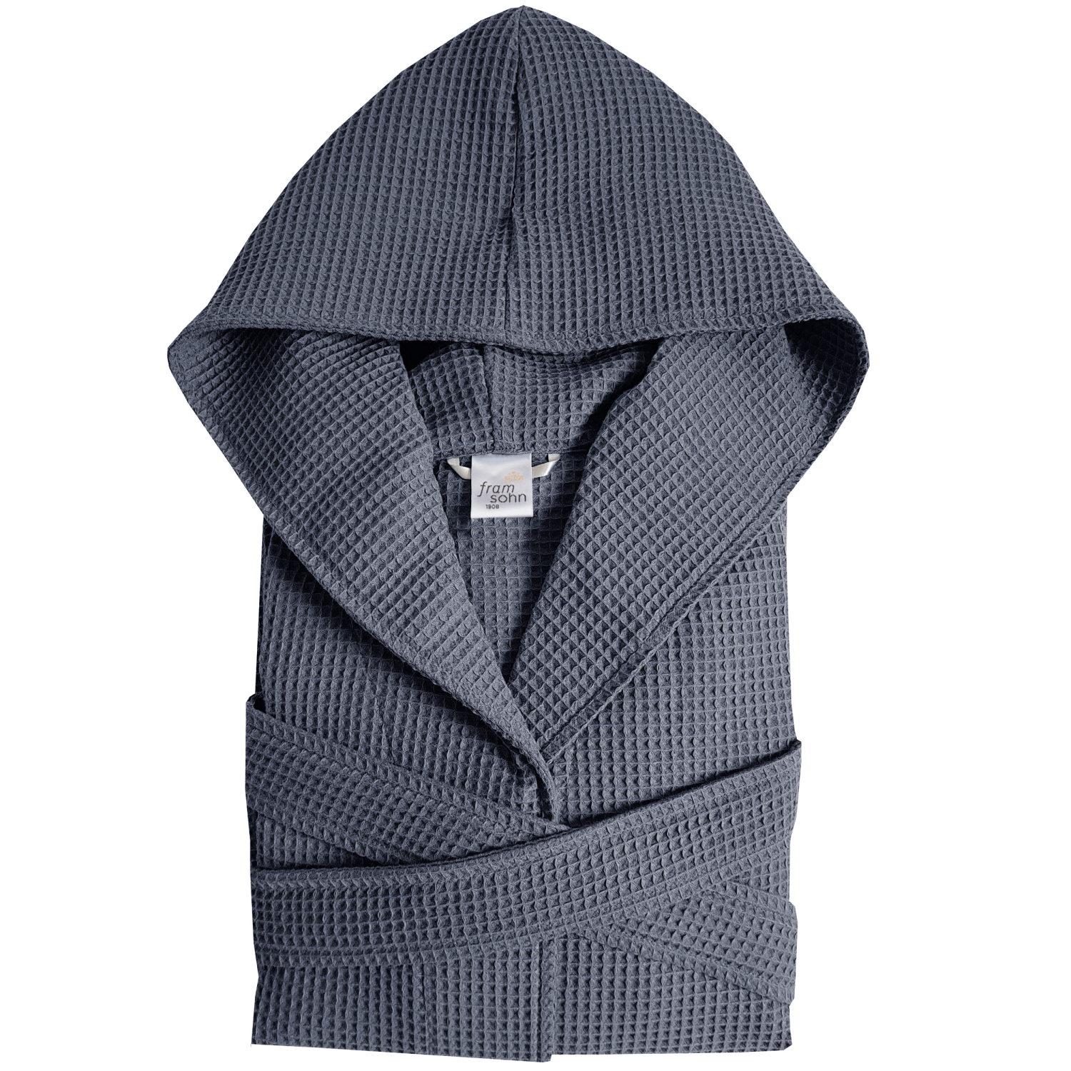 Preview: Framsohn Damen Bademantel | Waffel Home Collection | 180 Dunkelgrau | mit Kapuze | 100% Baumwolle Waffelpique