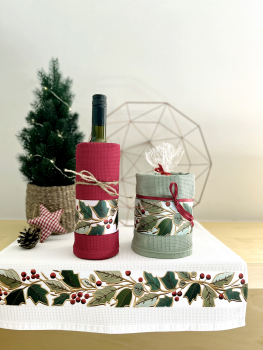 Preview: 2er Set Waffel Geschirrtuch "Green Xmas" - 438 Rot