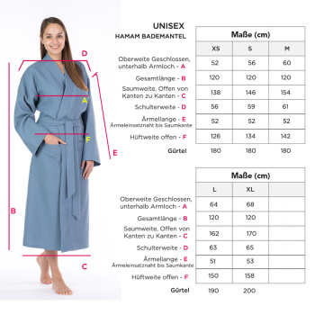 Preview: Unisex Waffelpique Bademantel - 180 Dunkelgrau