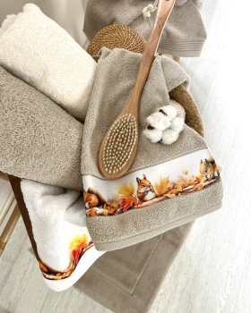 Preview: Herbstwald Frottiertuch - 607 Dunkelbeige