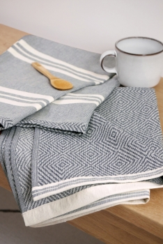 Preview: 2er Set Modern Kitchen - RAUTE Geschirrtücher - 009 Grau