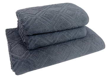 Preview: Mosaik Frottier-Set 4-teilig - Farbe: 180 Dunkelgrau
