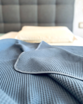 Preview: Waffelpiquet Decke - 145 Niagara/Blau