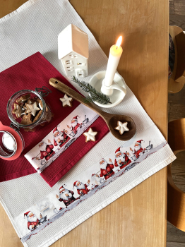 Preview: 2er Set Waffel Geschirrtuch "Weihnachtsköche" - 011 Weiss