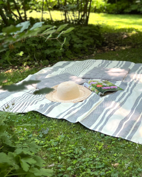 Preview: Leichte Sommerdecke Boho Living Zick-Zack - 009 Grau