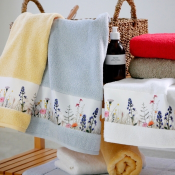 Preview: Blumenwiese Frottiertuch - 147 Silber